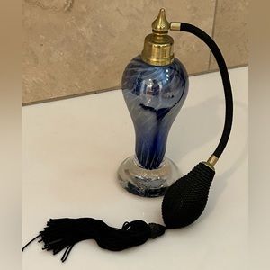 Vintage hand-blown glass perfume bottle, blue